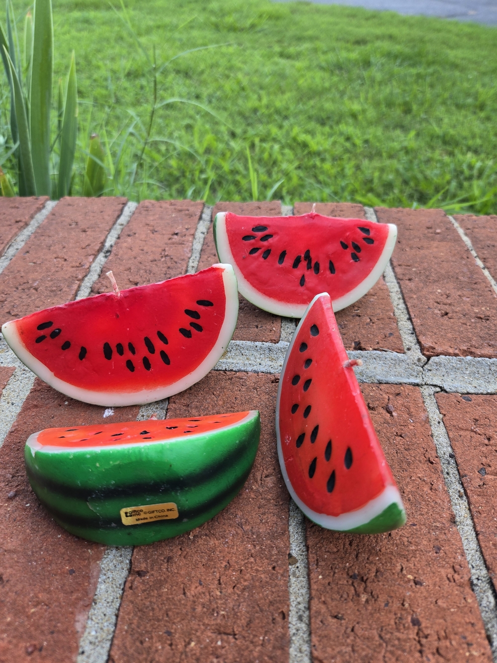 4 Novelty Watermelon Slice Decorative Candles - Red/Green
